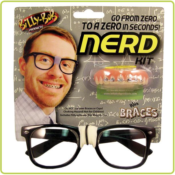 Billy Bob Fake Nerd Kit with Glasses and Braces - Make It Up Costumes 