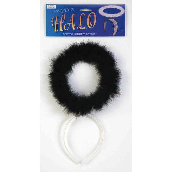Black Marabou Angel Halo Headband - Make It Up Costumes 