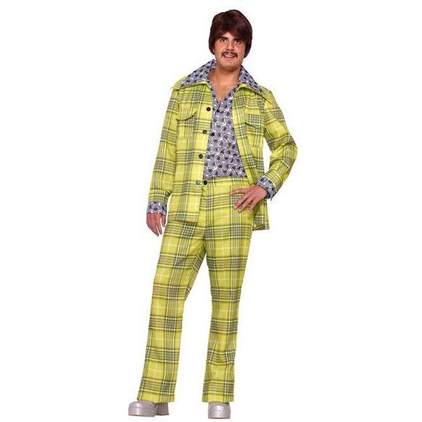 Men's 70's Suit Costume - Green Plaid - Make It Up Costumes 