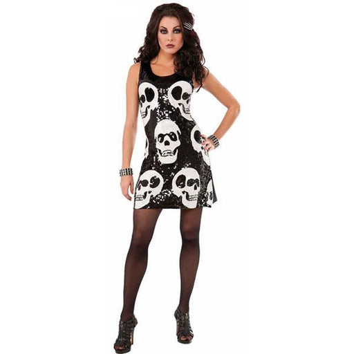 Black Sequin Skull Dress - Make It Up Costumes 