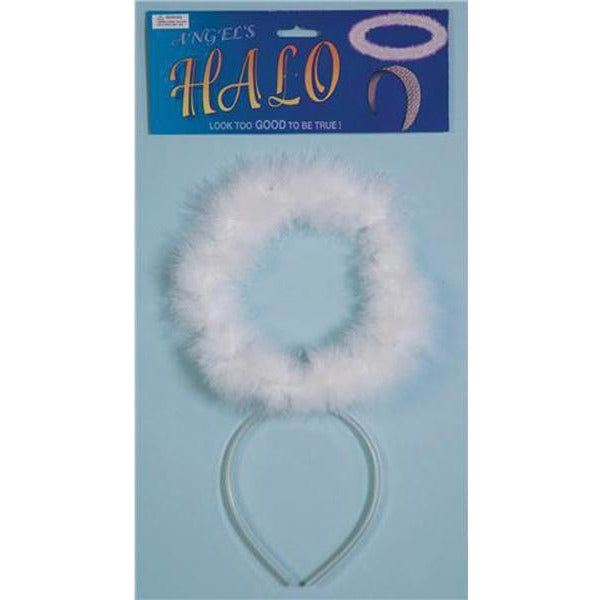 White Marabou Angel Halo Headband - Make It Up Costumes 