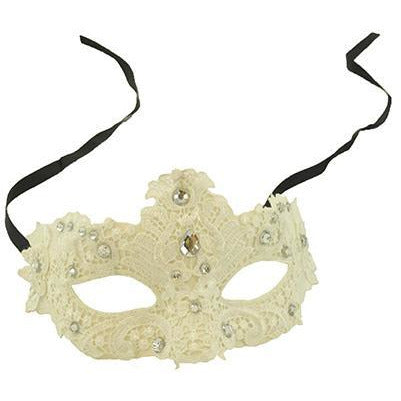 Venetian Lace Mask with Rhinestones - Make It Up Costumes 
