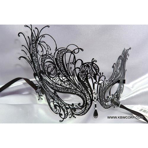 Black Laser-Cut Venetian Masquerade Mask - Make It Up Costumes 