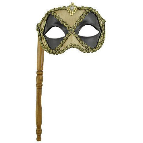 Harlequin Eye Mask on a Stick - Make It Up Costumes 