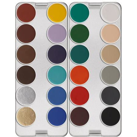 Kryolan AquaColor Face and Body Paint Makeup - 24 Color Palette - Make It Up Costumes 