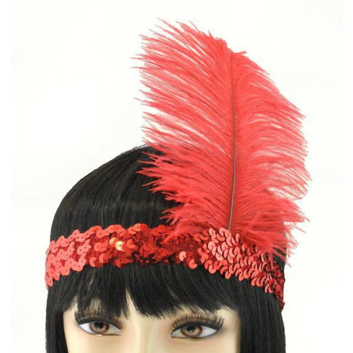 1920's Flapper Headband with Feather - Make It Up Costumes 