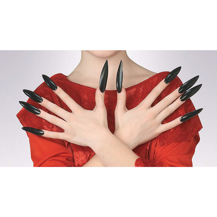Sculpted Horror Black Press On Fingernails - Make It Up Costumes 